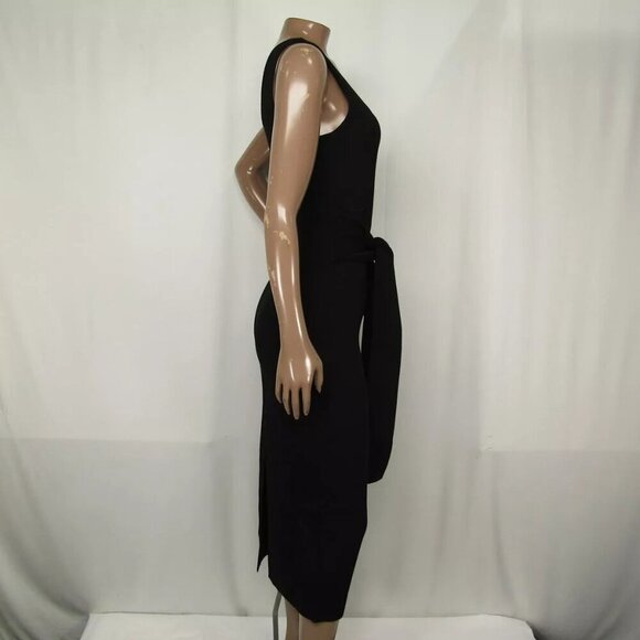 NEW TOXCIN Womens Midi Tank Dress Jet Black Size XS Lucy Scoop Neck Tie Front - Picture 6 of 10